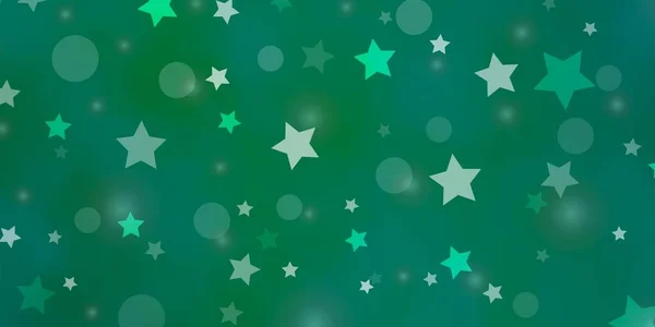 Hellgrüner Vektorhintergrund Mit Kreisen Sternen Abstraktes Design Steigungsstil Mit Blasen — Stockvektor