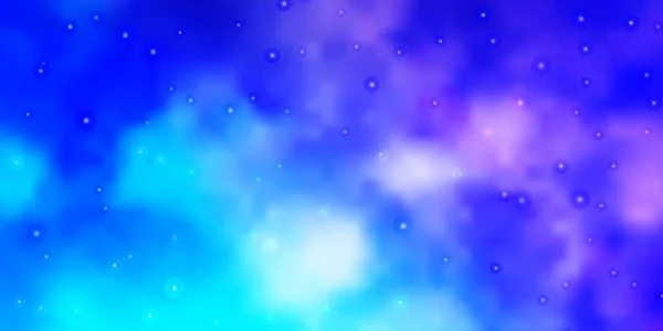 ライトピンク 小さな大きな星と青のベクトルの背景 — ストックベクタ