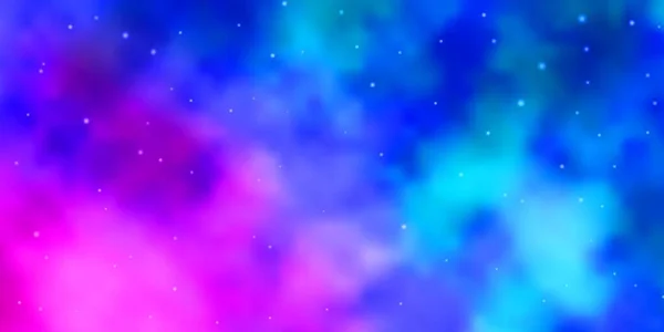 Licht Roze Blauwe Vector Achtergrond Met Kleine Grote Sterren — Stockvector