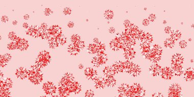 Açık turuncu vektör düzeni ve güzel kar taneleri. Dekoratif Noel tarzında renkli kar unsurları. Yeni yıl arkaplanı.