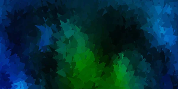 濃い青 緑のベクトル勾配多角形のデザイン 抽象的な三角形とファセットスタイルのスマートイラスト Webアプリの壁紙 — ストックベクタ