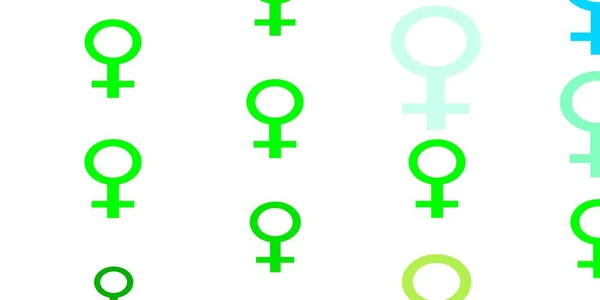 Hellblaues Grünes Vektormuster Mit Feministischen Elementen Bunte Illustration Mit Gradienten — Stockvektor