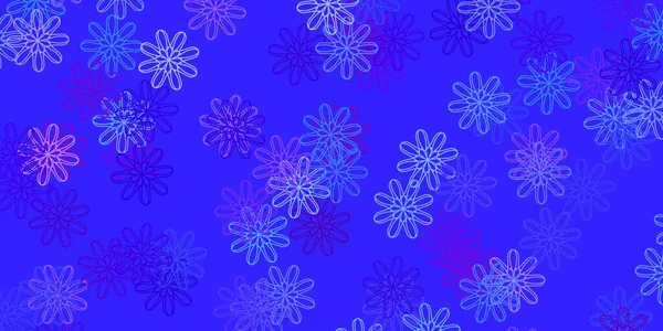 Modèle Gribouillage Vectoriel Bleu Clair Rouge Avec Des Fleurs Design — Image vectorielle