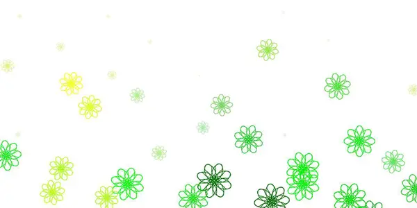 Hellgrüne Gelbe Vektor Doodle Textur Mit Blüten Farbverlauf Bunte Abstrakte — Stockvektor