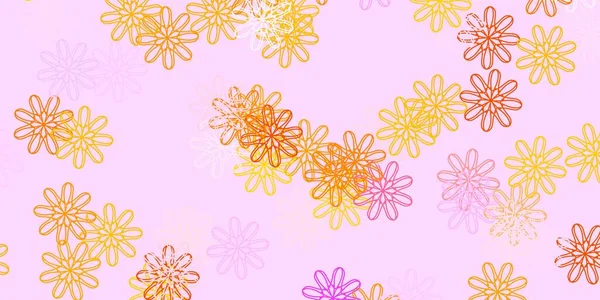 Rosa Claro Amarelo Vetor Doodle Textura Com Flores Ilustração Abstrata —  Vetores de Stock