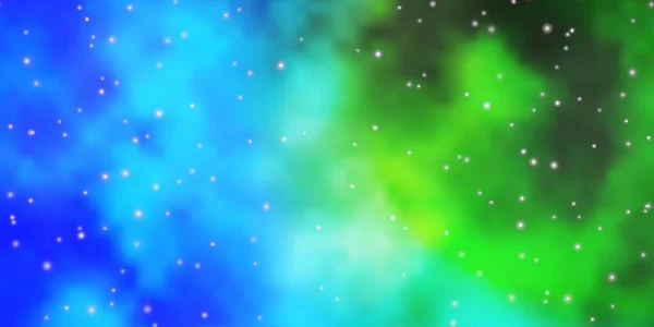 Light Blue Green Vector Background Small Big Stars — Stock Vector