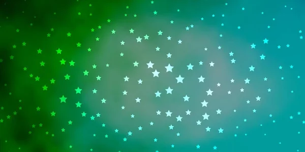 Mörkblå Grön Vektor Mall Med Neonstjärnor — Stock vektor
