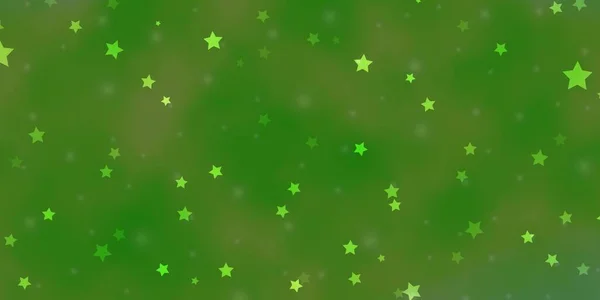 Ljusgrön Vektor Bakgrund Med Små Och Stora Stjärnor — Stock vektor