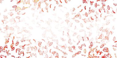 Üzerinde kadın güç sembolleri olan açık kırmızı vektör arkaplanı. Modern stilde eğilim gösteren renkli feminizm sembolleri. Uluslararası Kadınlar Günü için arkaplan.