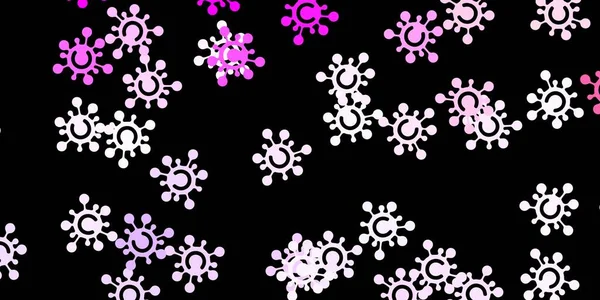暗紫色で ピンクのベクトルの背景にはCovid 19の記号がある 装飾的なスタイルで鮮やかな兆候とスマートイラスト 流行情報に対するシンプルなデザイン — ストックベクタ