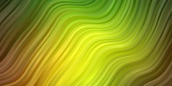 Dunkelgrüner Gelber Vektorhintergrund Mit Gebogenen Linien — Stockvektor