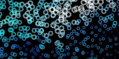 Lekeli koyu mavi vektör arkaplan. Baloncuklu gradyan tarzda soyut dekoratif tasarım. Reklamlarınız için tasarım.