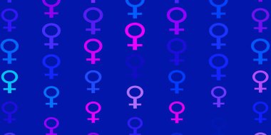 Açık mavi, kırmızı vektör şablonu ve iş kadını işaretleri. Kadın hakları aktivizmiyle soyut tarzda basit bir tasarım. İşiniz için en iyi tasarım.