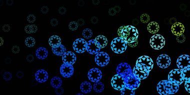 Koyu mavi, baloncuklu yeşil vektör arka planı. Renkli çember şekilli modern soyut illüstrasyon. Web siteleri için desen.