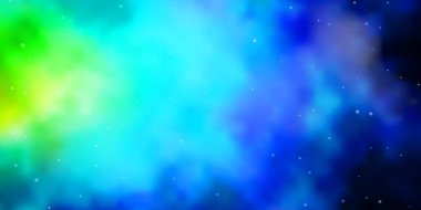 Açık Mavi, neon yıldızlı yeşil vektör şablonu.