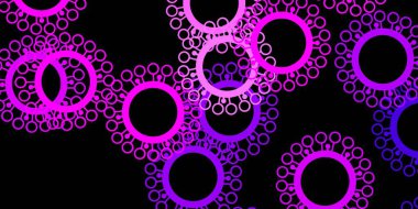 Hastalık sembollü koyu mor vektör dokusu. Biyolojik değişim şekilli soyut çizimler. Biyolojik tehlike uyarısı için tasarım.