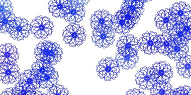 Açık mavi vektörlü doğal arkaplan çiçekli. Soyut arka planda gradyan çiçekleri olan modern tasarım. Bahar partileri için renkli desen.