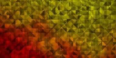 Açık yeşil, kırmızı vektör arkaplan ve çokgen stili. Soyut üçgenli dekoratif tasarım. Reklamlar için desen.