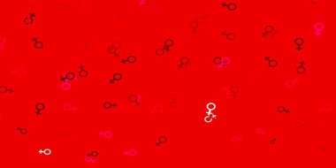 Kadın hakları sembollü açık pembe vektör dokusu. Değişken feminizm şekilli renkli bir illüstrasyon. Uygulamalar için yeni tasarım.