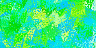 Açık mavi, rastgele üçgenli sarı vektör dokusu. Renkli üçgenler aralığıyla soyut bir illüstrasyon. Reklamlarınıza basit bir ekleme..