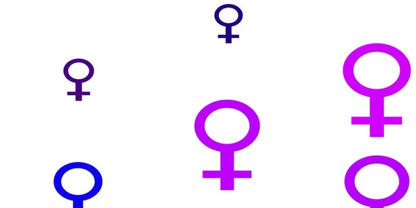 浅粉色 带有女性主义元素的蓝色矢量图案 说明妇女的力量和力量的迹象 设计师的背景 — 图库矢量图片