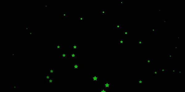 Fundo Vetorial Verde Escuro Com Estrelas Pequenas Grandes Ilustração Decorativa —  Vetores de Stock