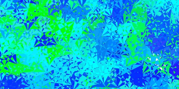 Azul Claro Fondo Vectorial Verde Con Triángulos Magnífica Ilustración Abstracta — Vector de stock