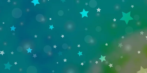 Azul Claro Patrón Vectorial Verde Con Círculos Estrellas — Archivo Imágenes Vectoriales