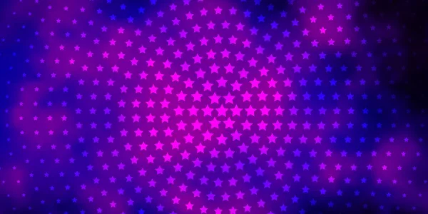Темно Фиолетовый Векторный Шаблон Неоновыми Звездами — стоковый вектор