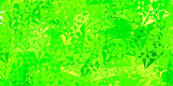 Světle Zelená Žlutá Vektorová Textura Náhodnými Trojúhelníky Ilustrace Abstraktními Barevnými — Stockový vektor