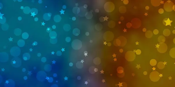 Bleu Clair Fond Vectoriel Jaune Avec Cercles Étoiles — Image vectorielle