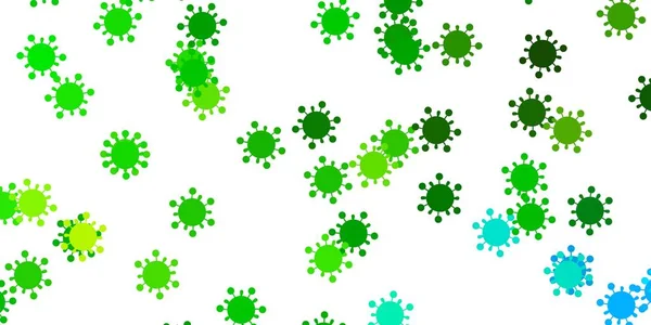 Fond Vert Clair Vecteur Jaune Avec Des Symboles Virus Illustration — Image vectorielle