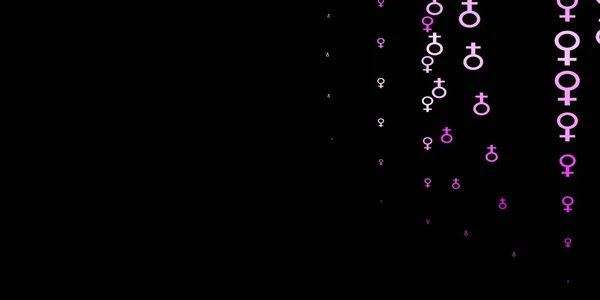 Σκούρο Ροζ Διάνυσμα Φόντο Σύμβολα Δύναμη Της Γυναίκας Πολύχρωμα Σύμβολα — Διανυσματικό Αρχείο