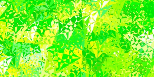 Verde Claro Textura Vectorial Amarilla Con Triángulos Aleatorios Ilustración Abstracta — Vector de stock