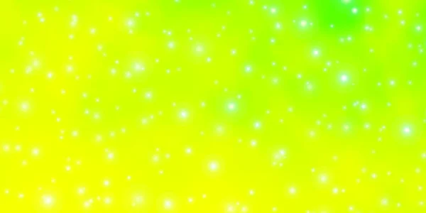 Ανοιχτό Πράσινο Κίτρινο Διάνυσμα Φόντο Μικρά Και Μεγάλα Αστέρια — Διανυσματικό Αρχείο