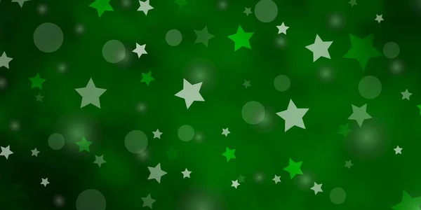 Светло Зеленая Векторная Текстура Кругами Звездами — стоковый вектор