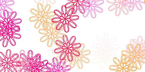 Luz Rosa Vector Doodle Fondo Con Flores Gradiente Flores Abstractas — Vector de stock