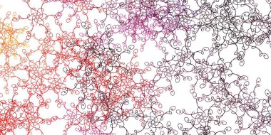 Açık pembe, kıvrımlı sarı vektör deseni. Eğimli yay ile soyut illüstrasyon. Broşürler, broşürler için desen.