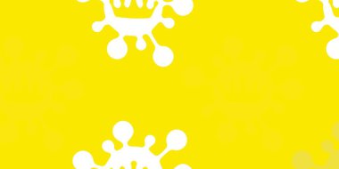 Açık yeşil, covid-19 sembollü kırmızı vektör arkaplan. Biyolojik değişim şekilli soyut çizimler. Tehlike ateşine karşı basit çizim.