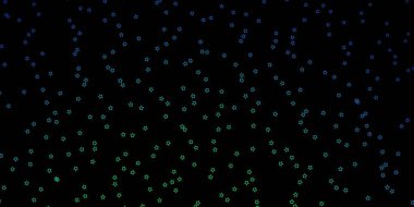 Koyu mavi, soyut yıldızlı yeşil vektör deseni.