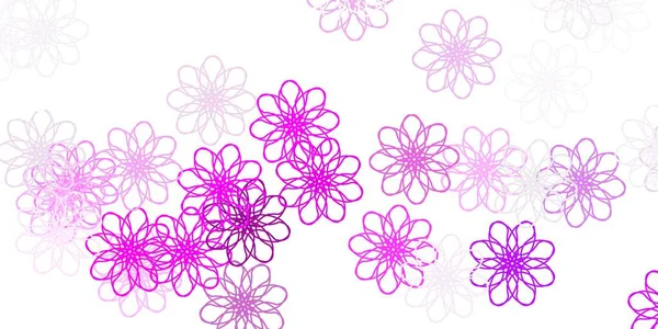 Hellviolette Rosa Vektor Doodle Textur Mit Blumen Einfaches Design Mit — Stockvektor