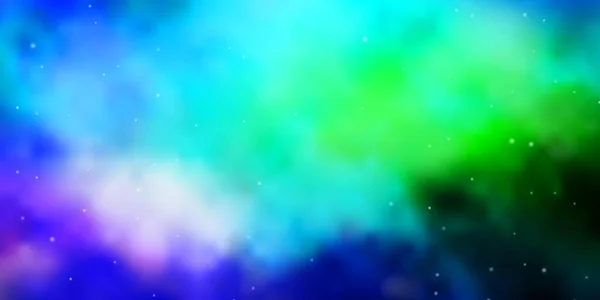 ライトブルー 大小の星の緑のベクトルの背景 — ストックベクタ