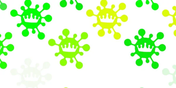 Fond Vert Clair Vecteur Jaune Avec Des Symboles Virus Symboles — Image vectorielle