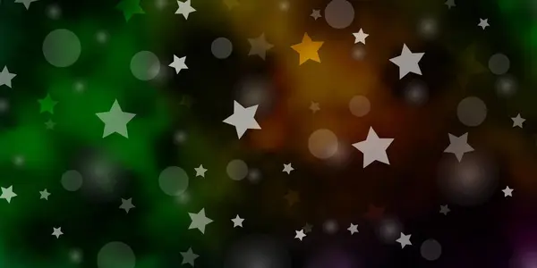 Azul Claro Patrón Vectorial Verde Con Círculos Estrellas — Vector de stock