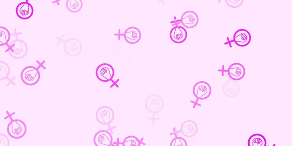 Light Purple Vector Backdrop Woman Power Symbols Красочная Иллюстрация Градиентными — стоковый вектор