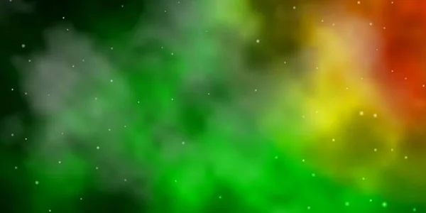 Mörkgrön Röd Vektor Bakgrund Med Färgglada Stjärnor — Stock vektor
