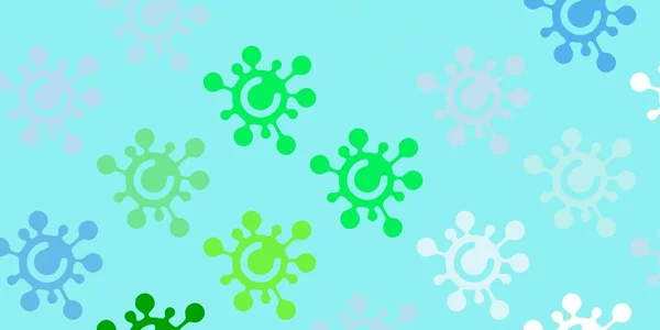 Azul Claro Fondo Vector Verde Con Símbolos Virus Ilustración Abstracta — Vector de stock