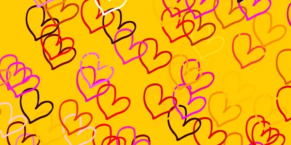 浅色的多色矢量纹理与可爱的心脏 用爱心来说明情人节的概念 狂欢节的模式 节庆浪漫传单 — 图库矢量图片