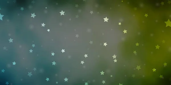 Azul Claro Layout Vetorial Verde Com Estrelas Brilhantes — Vetor de Stock