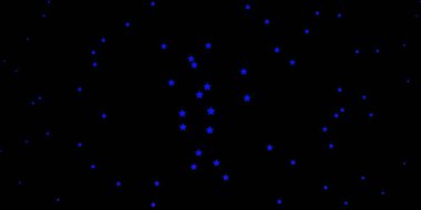 Koyu pembe, renkli yıldızlı mavi vektör arkaplanı.